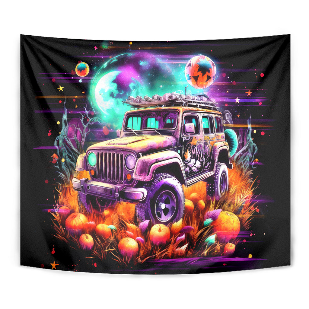Field Jeep Tapestry On A Dark Desert Highway Cool Wind In My Hair