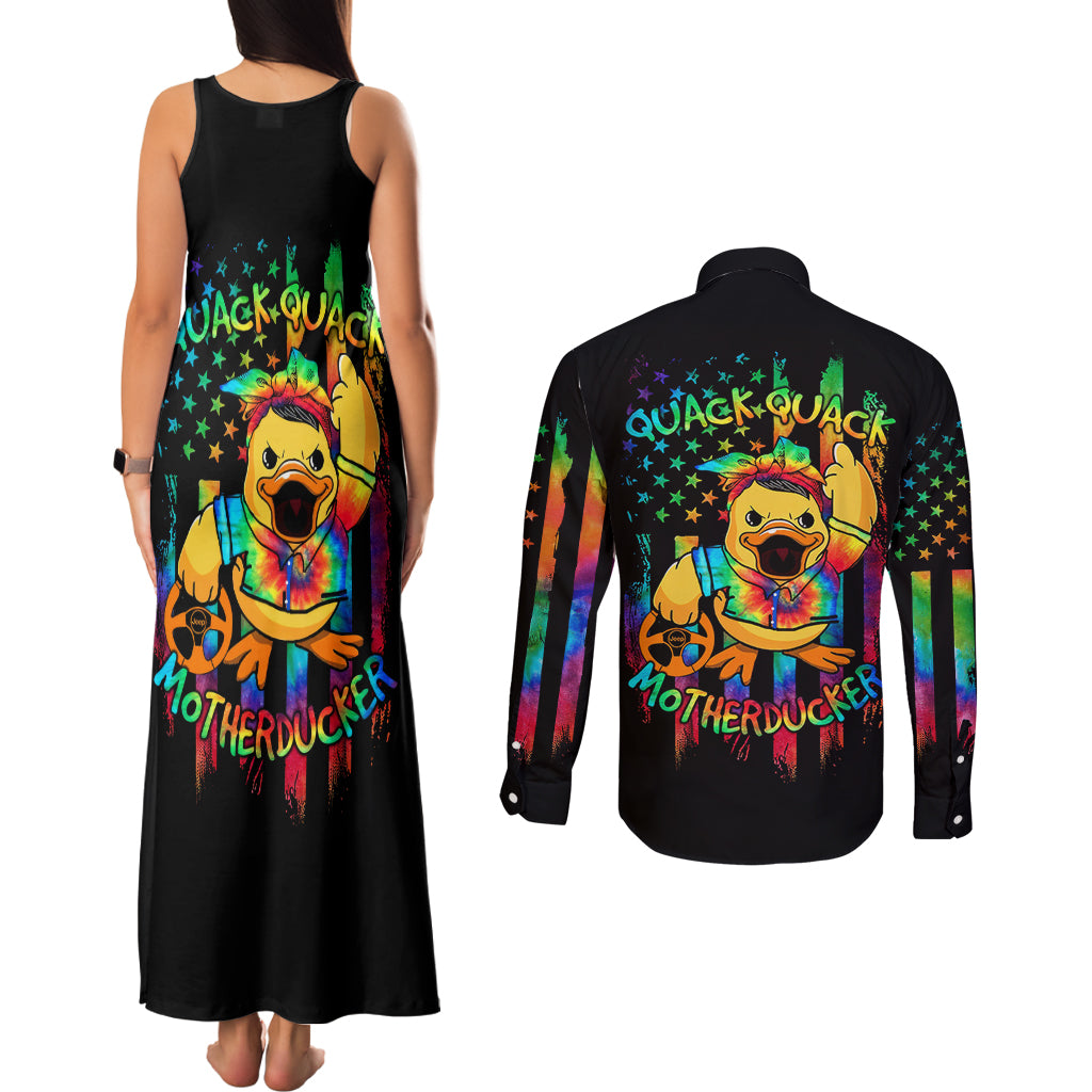 Duck Jeep Couples Matching Tank Maxi Dress and Long Sleeve Button Shirt Quack Quack Motherducker