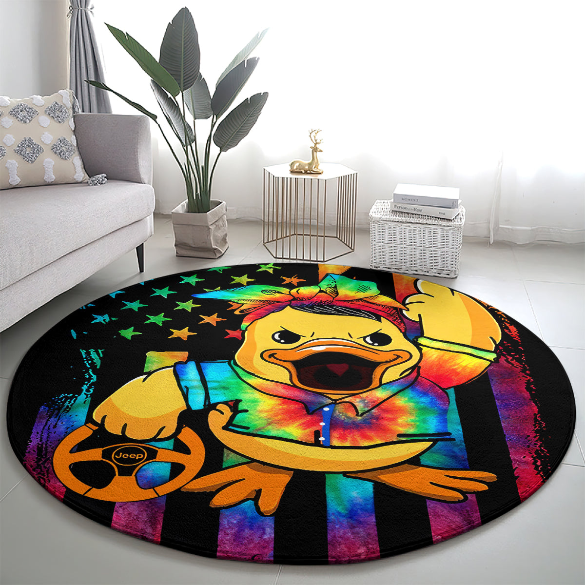 Duck Jeep Round Carpet Quack Quack Motherducker