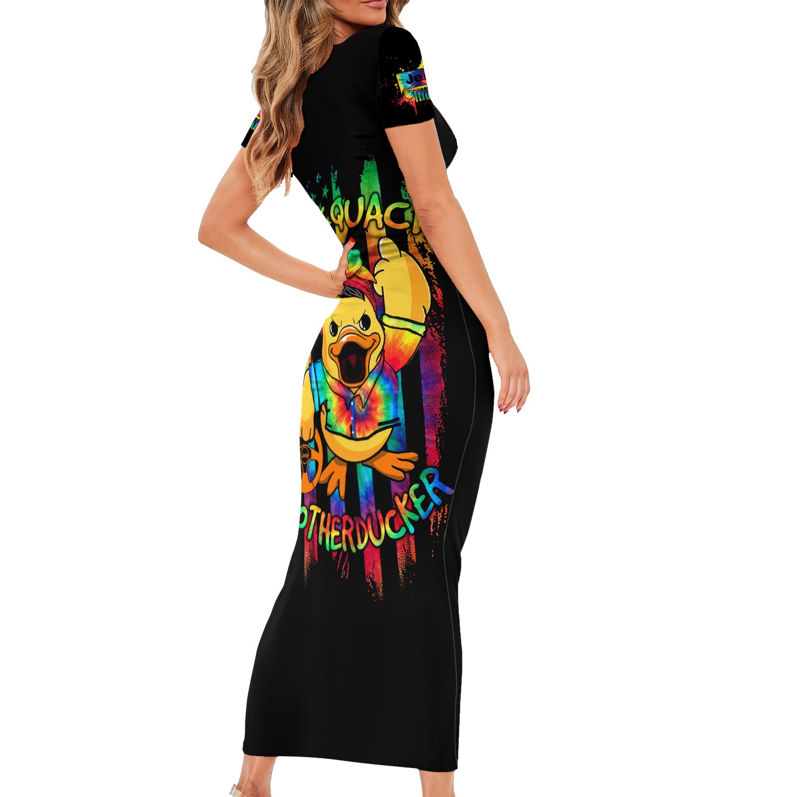 Duck Jeep Short Sleeve Bodycon Dress Quack Quack Motherducker
