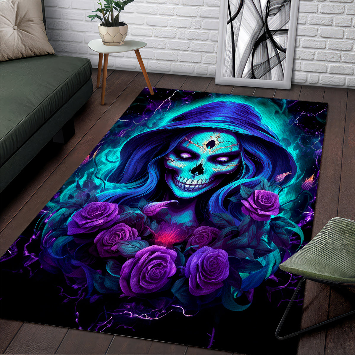 Skull Lady Area Rug Rose Skull She Whispered Back Iam The Storm