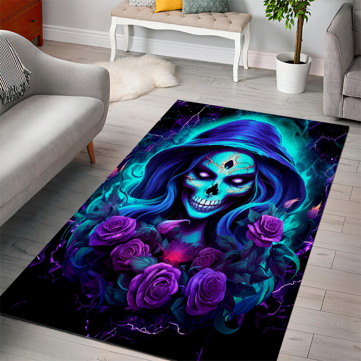 Skull Lady Area Rug Rose Skull She Whispered Back Iam The Storm