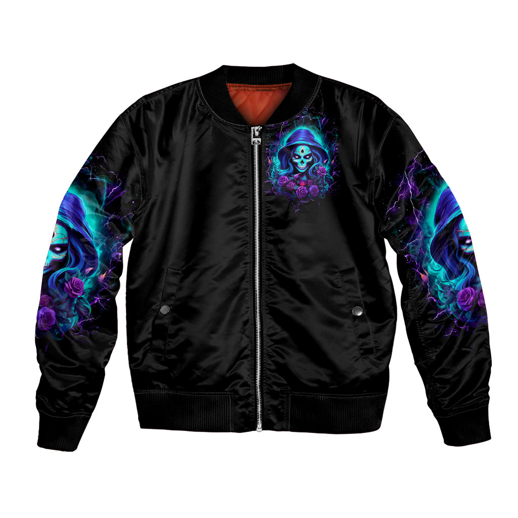 Skull Lady Bomber Jacket Rose Skull She Whispered Back Iam The Storm