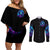Skull Lady Couples Matching Off Shoulder Short Dress and Long Sleeve Button Shirt Rose Skull She Whispered Back Iam The Storm