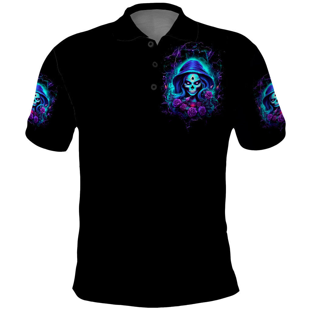 Skull Lady Polo Shirt Rose Skull She Whispered Back Iam The Storm