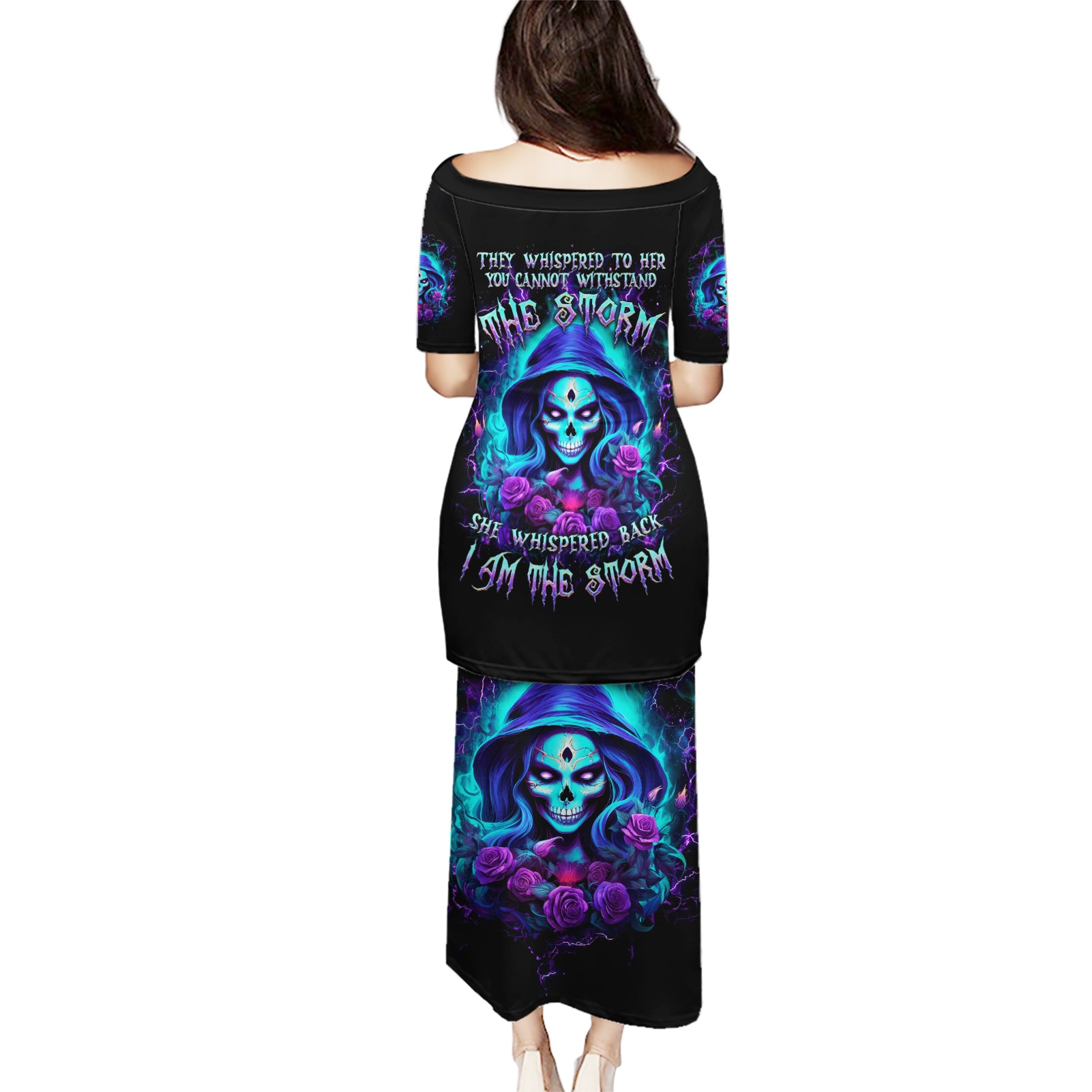 Skull Lady Puletasi Rose Skull She Whispered Back Iam The Storm