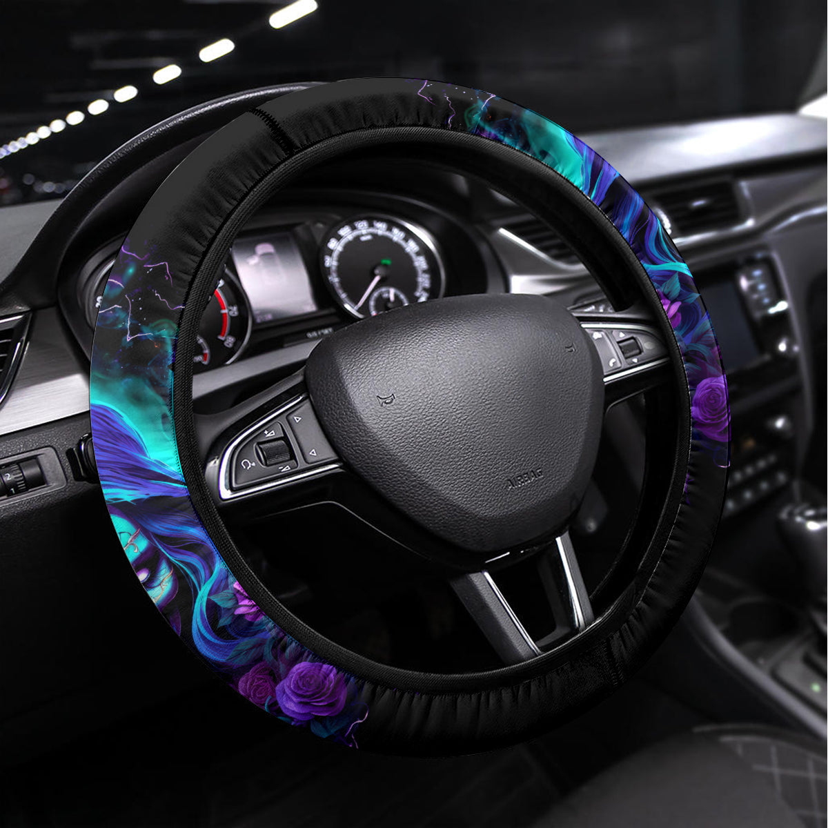 Skull Lady Steering Wheel Cover Rose Skull She Whispered Back Iam The Storm
