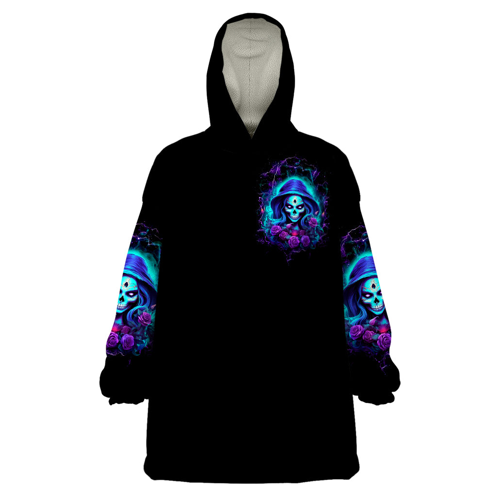 Skull Lady Wearable Blanket Hoodie Rose Skull She Whispered Back Iam The Storm