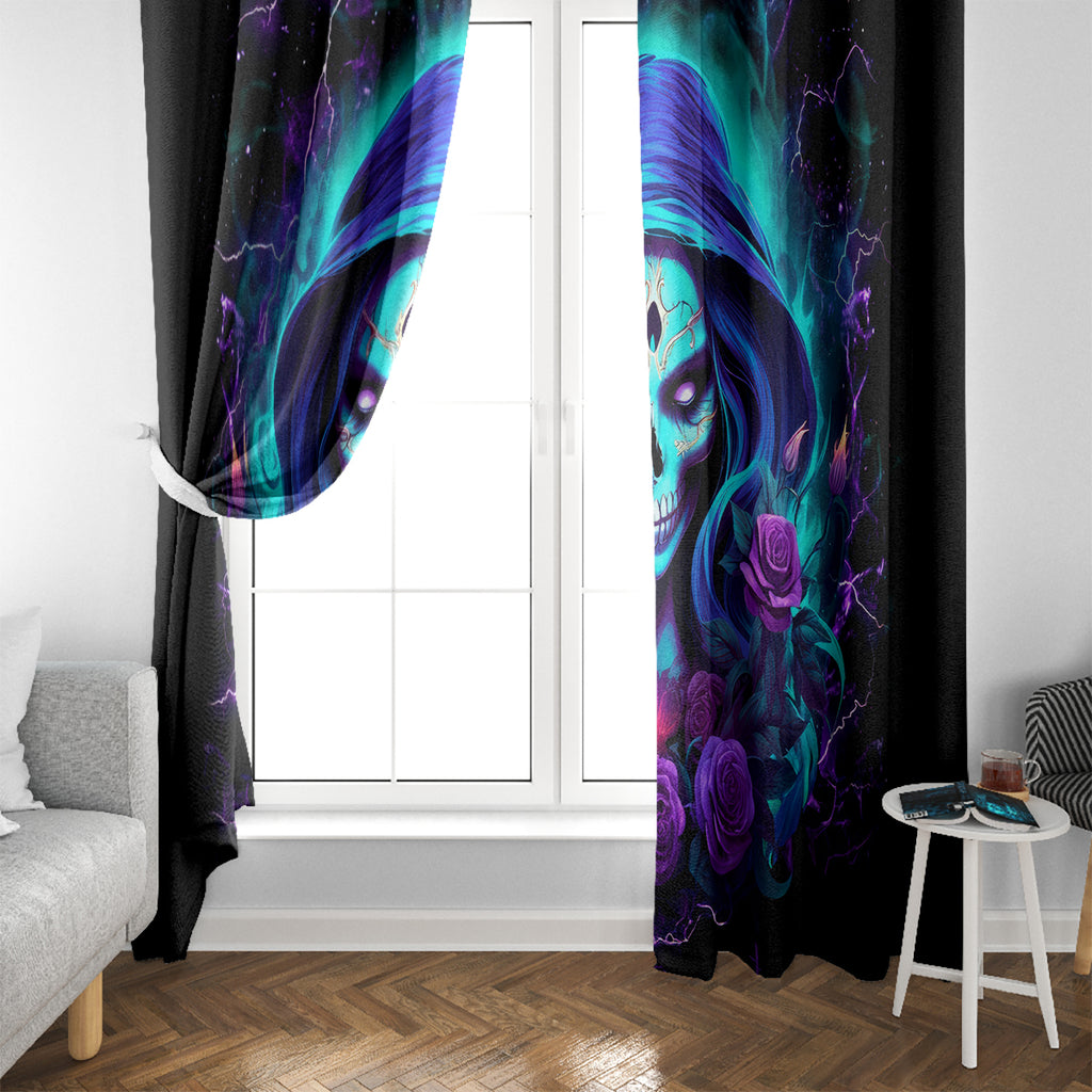 Skull Lady Window Curtain Rose Skull She Whispered Back Iam The Storm