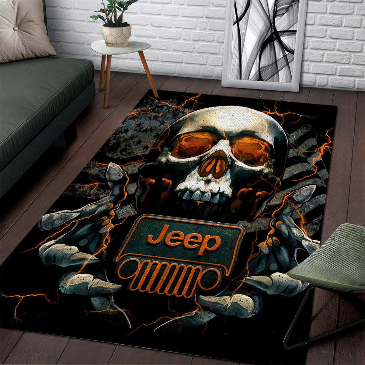 Skull Jeep Area Rug Skull Flag Jeep Life