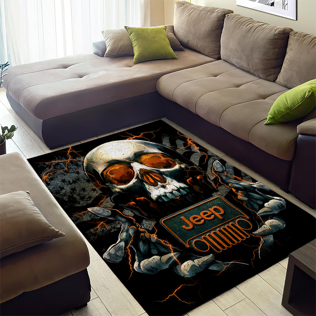 Skull Jeep Area Rug Skull Flag Jeep Life