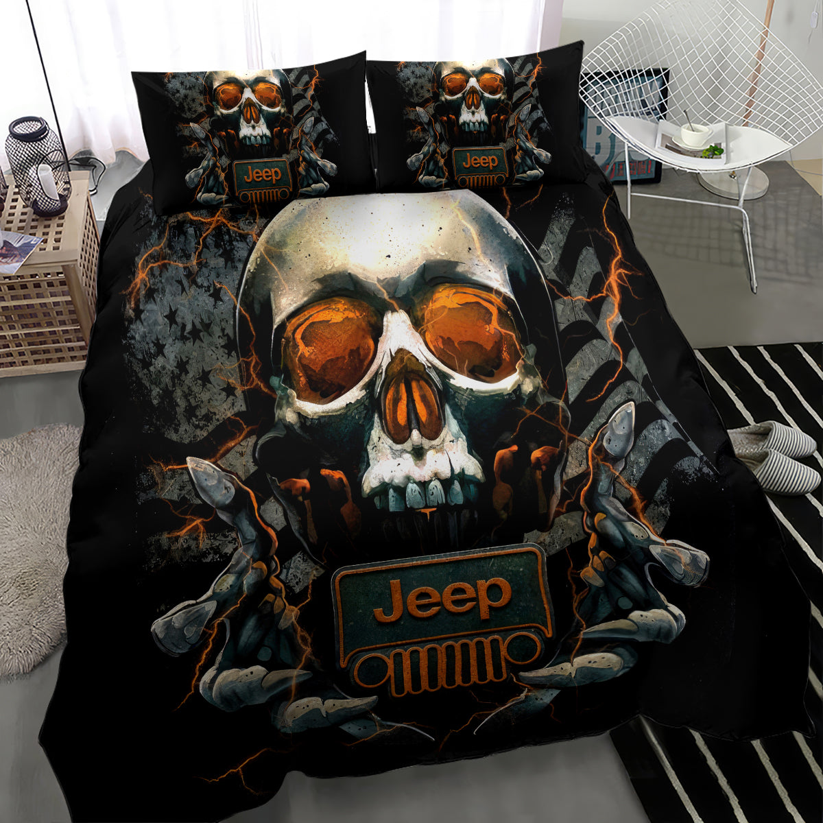 Skull Jeep Bedding Set Skull Flag Jeep Life