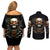 Skull Jeep Couples Matching Off Shoulder Short Dress and Long Sleeve Button Shirt Skull Flag Jeep Life