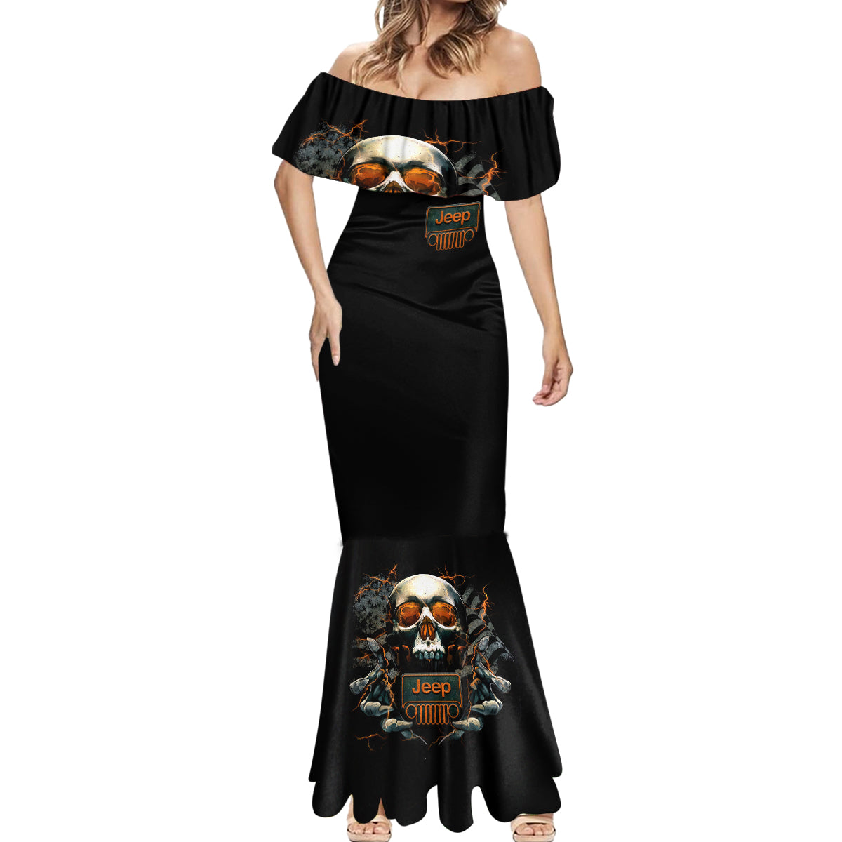 Skull Jeep Mermaid Dress Skull Flag Jeep Life