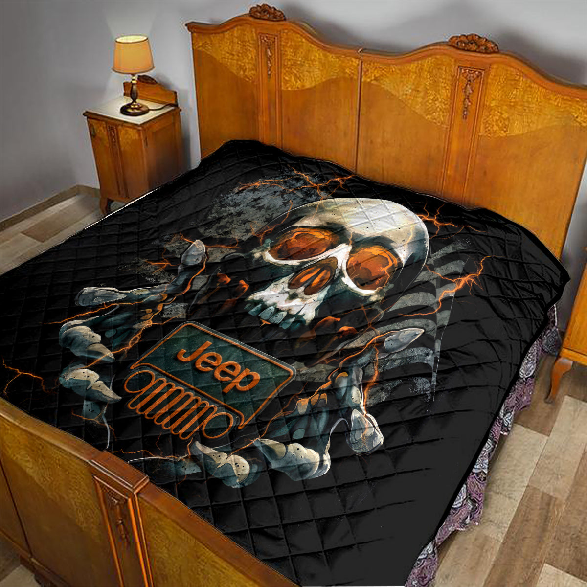 Skull Jeep Quilt Skull Flag Jeep Life