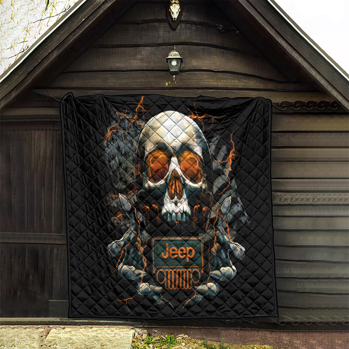 Skull Jeep Quilt Skull Flag Jeep Life
