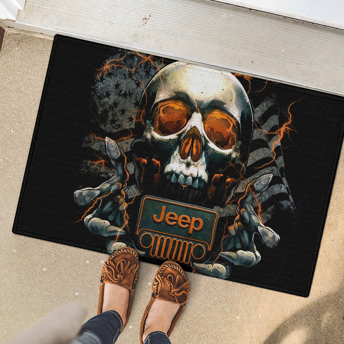 Skull Jeep Rubber Doormat Skull Flag Jeep Life
