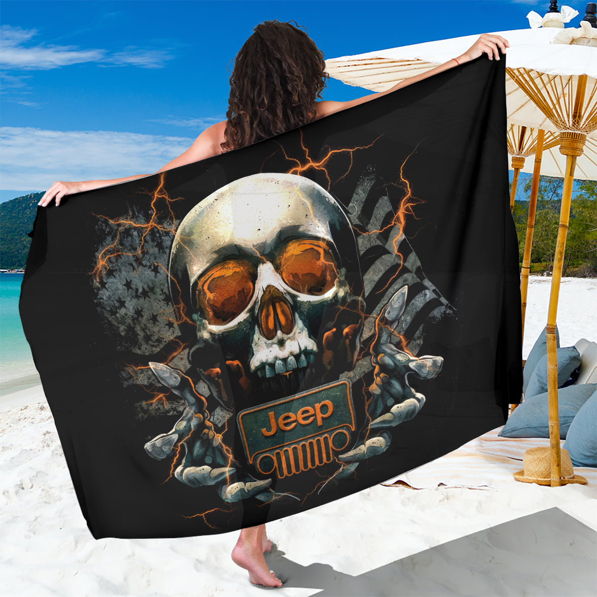 Skull Jeep Sarong Skull Flag Jeep Life