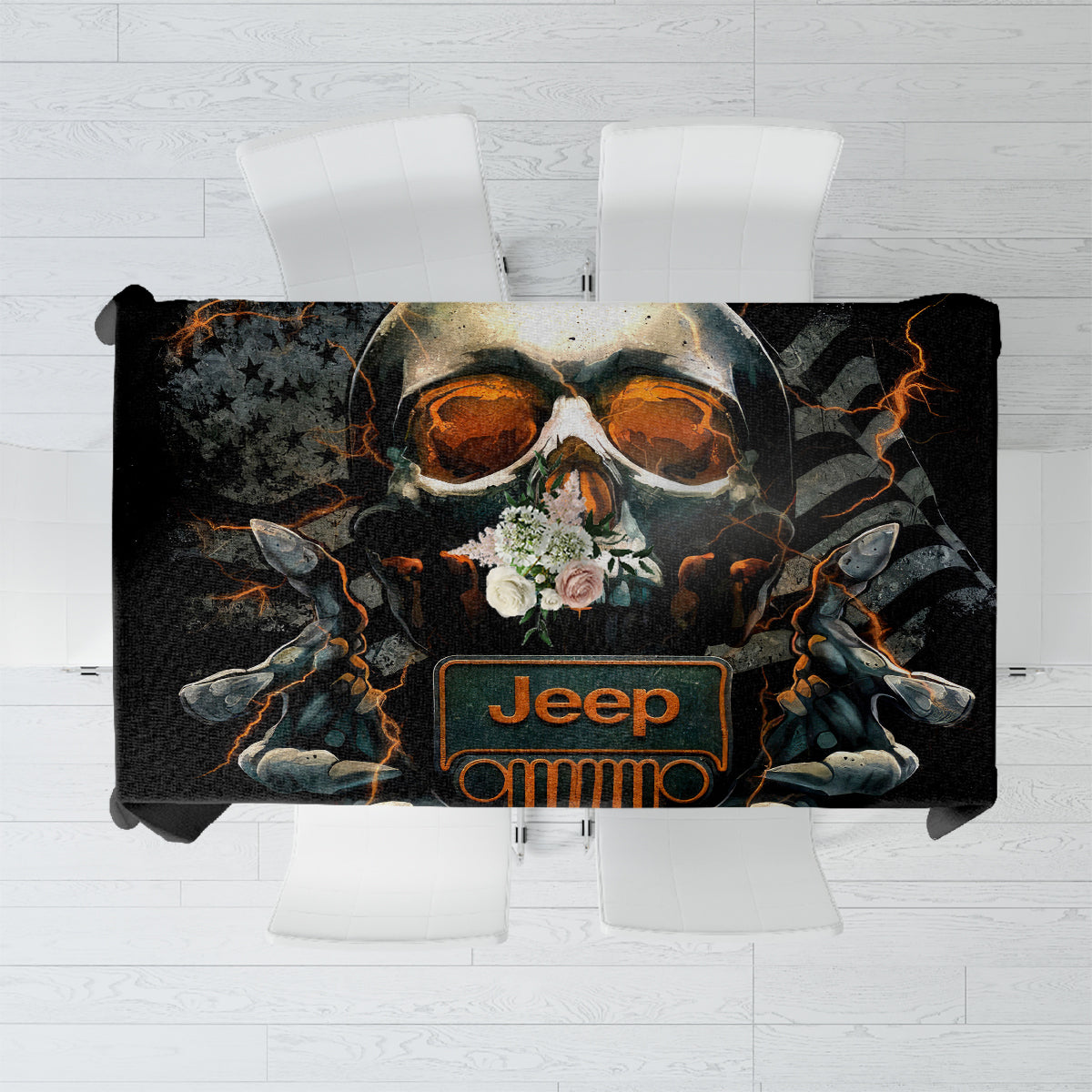 Skull Jeep Tablecloth Skull Flag Jeep Life