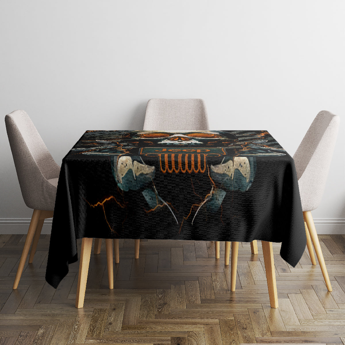 Skull Jeep Tablecloth Skull Flag Jeep Life