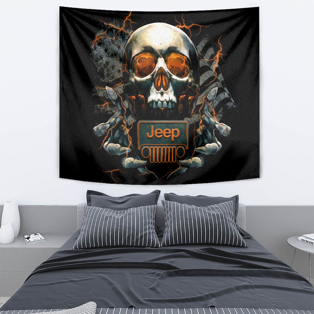 Skull Jeep Tapestry Skull Flag Jeep Life