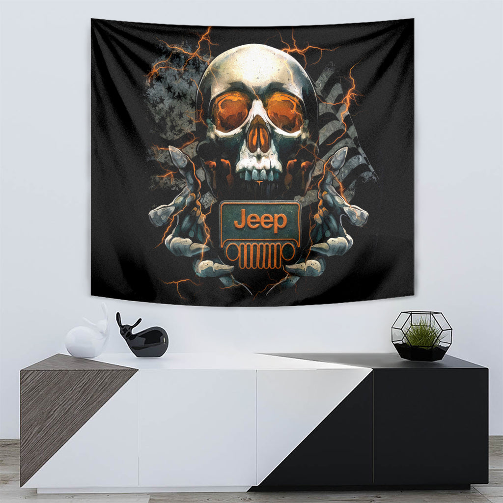 Skull Jeep Tapestry Skull Flag Jeep Life