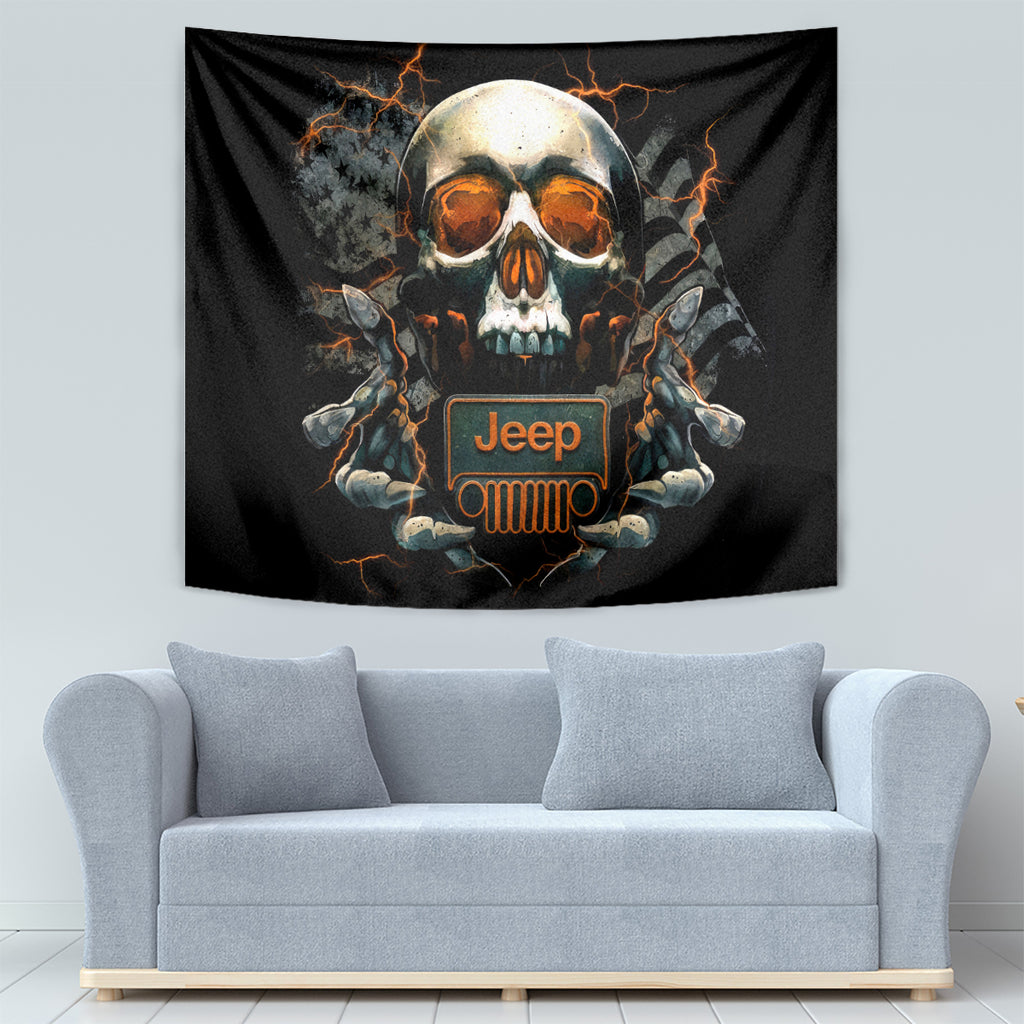 Skull Jeep Tapestry Skull Flag Jeep Life