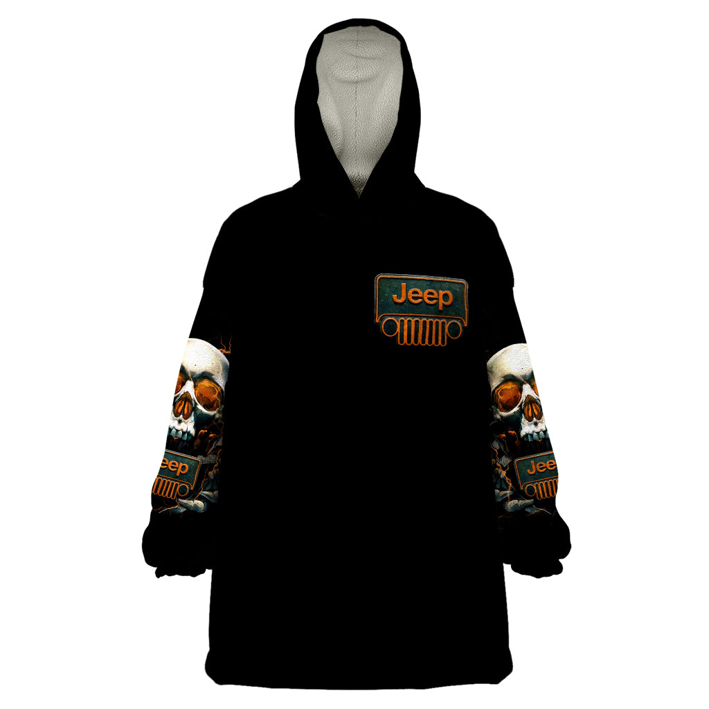 Skull Jeep Wearable Blanket Hoodie Skull Flag Jeep Life