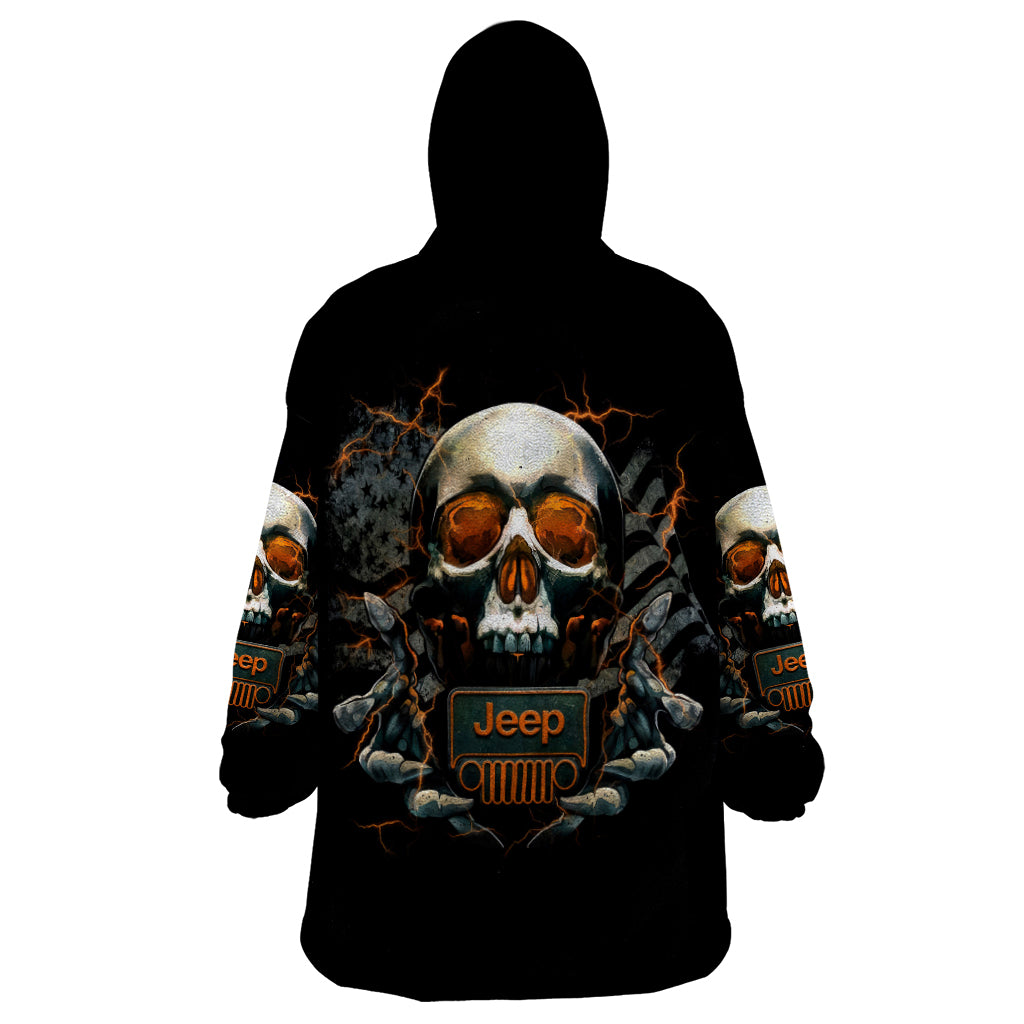 Skull Jeep Wearable Blanket Hoodie Skull Flag Jeep Life