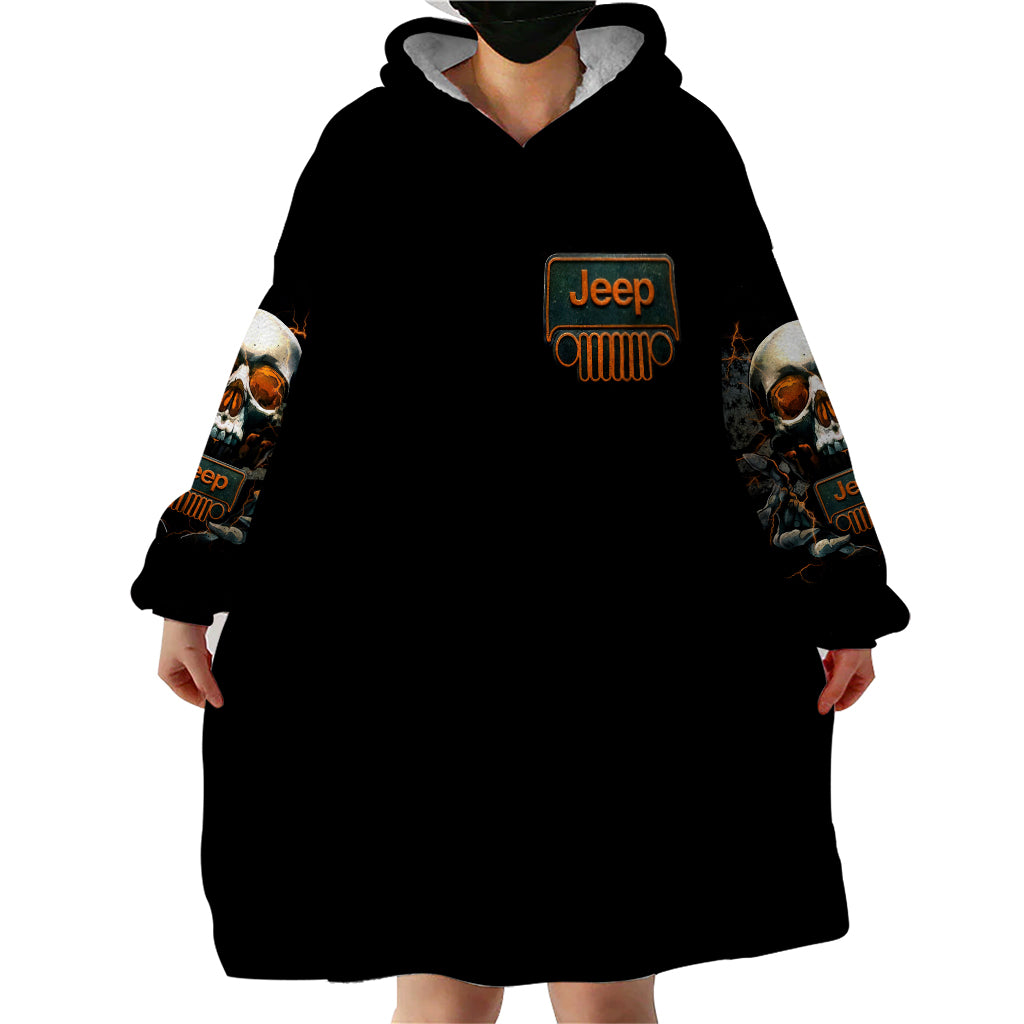 Skull Jeep Wearable Blanket Hoodie Skull Flag Jeep Life