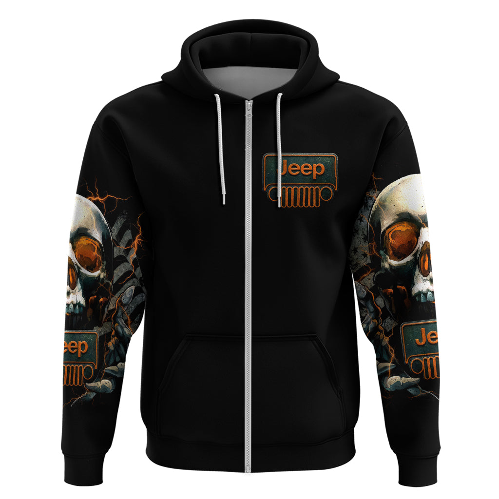 Skull Jeep Zip Hoodie Skull Flag Jeep Life