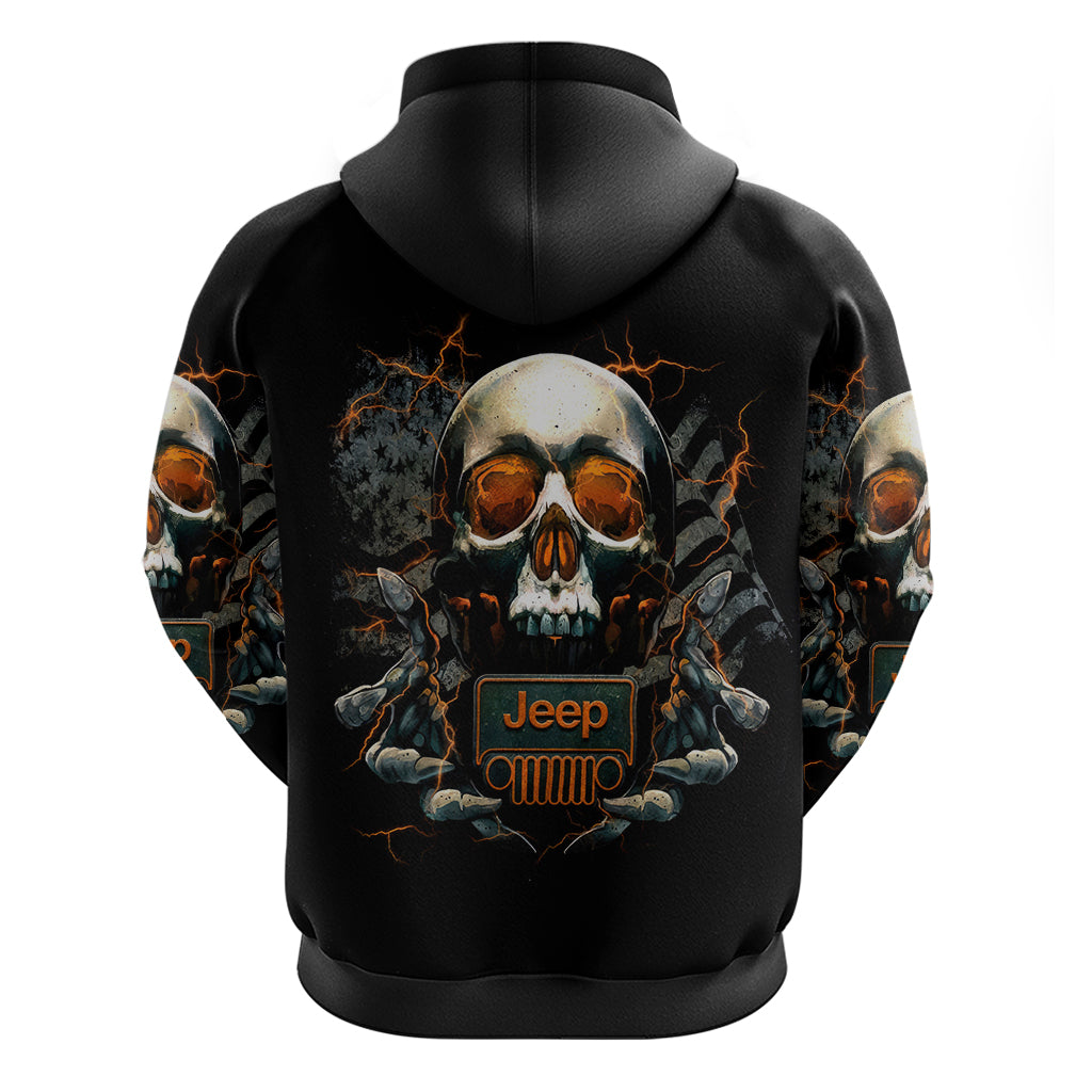 Skull Jeep Zip Hoodie Skull Flag Jeep Life