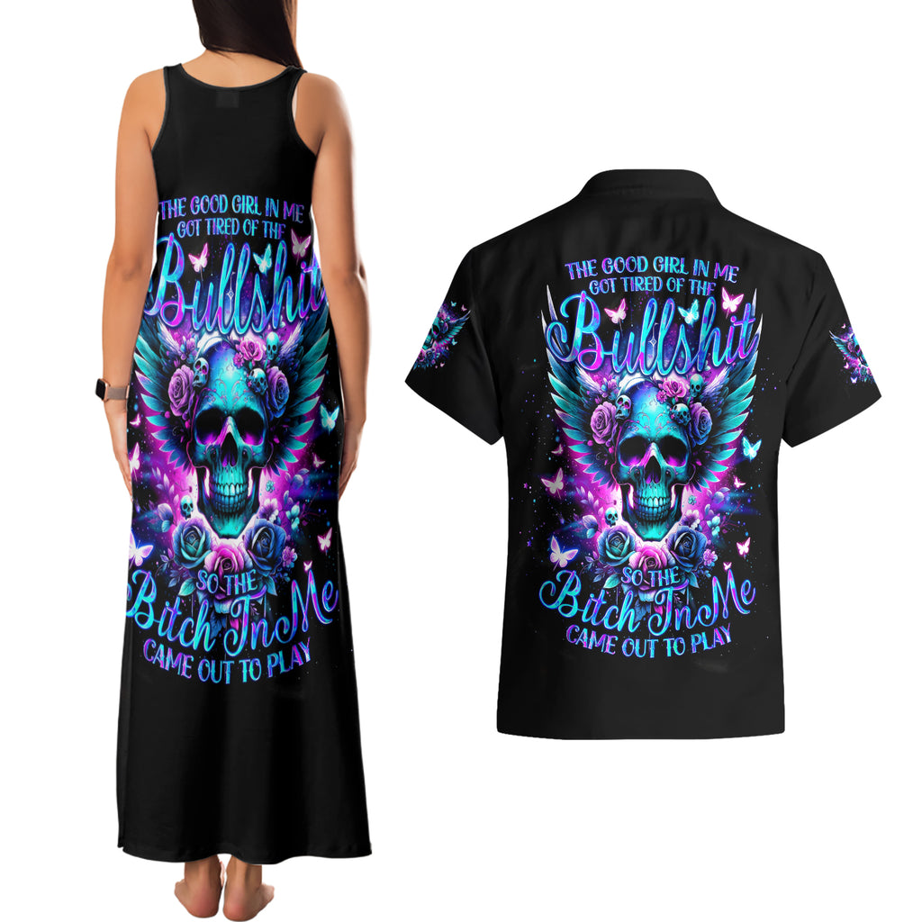Skull Wings Couples Matching Tank Maxi Dress and Hawaiian Shirt So The Bitch In Me Came Out To Play