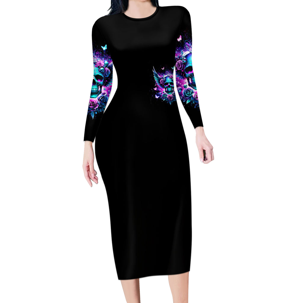Skull Wings Long Sleeve Bodycon Dress So The Bitch In Me Came Out To Play