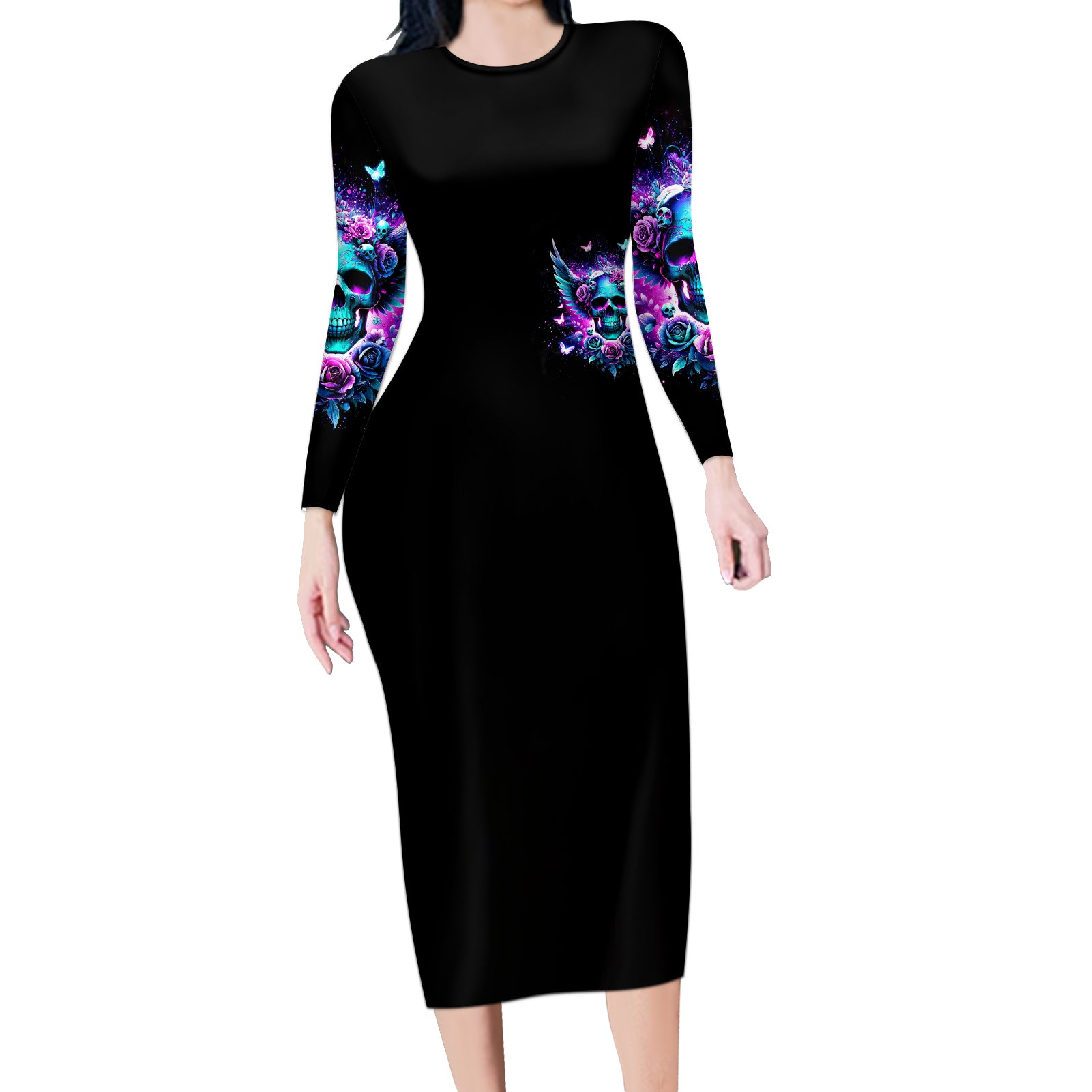 Skull Wings Long Sleeve Bodycon Dress So The Bitch In Me Came Out To Play