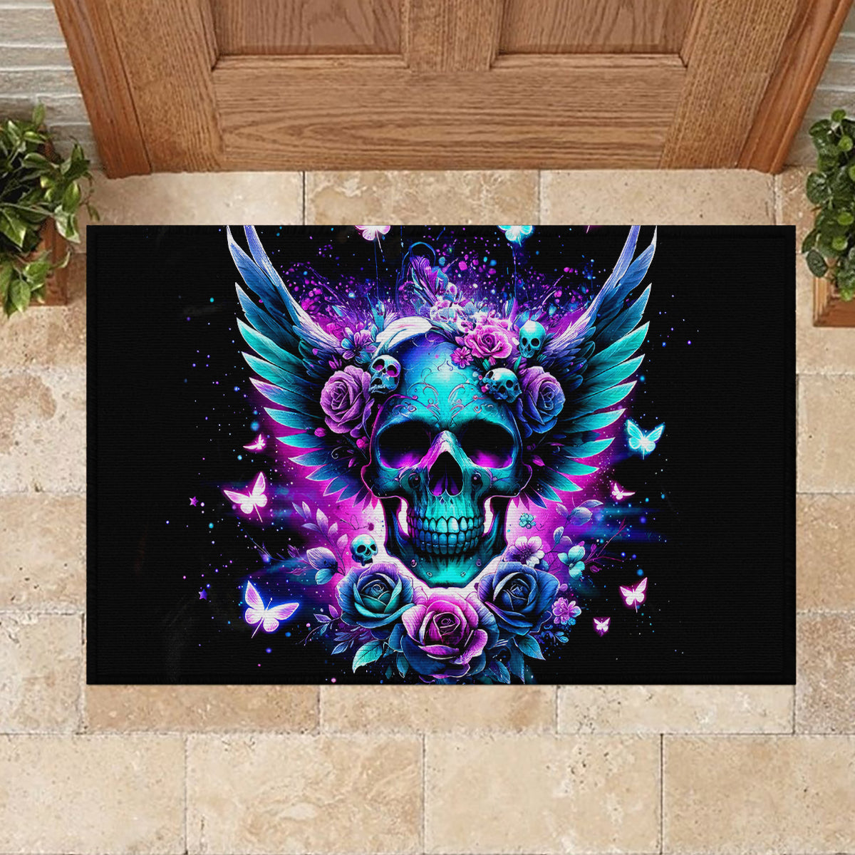 Skull Wings Rubber Doormat So The Bitch In Me Came Out To Play