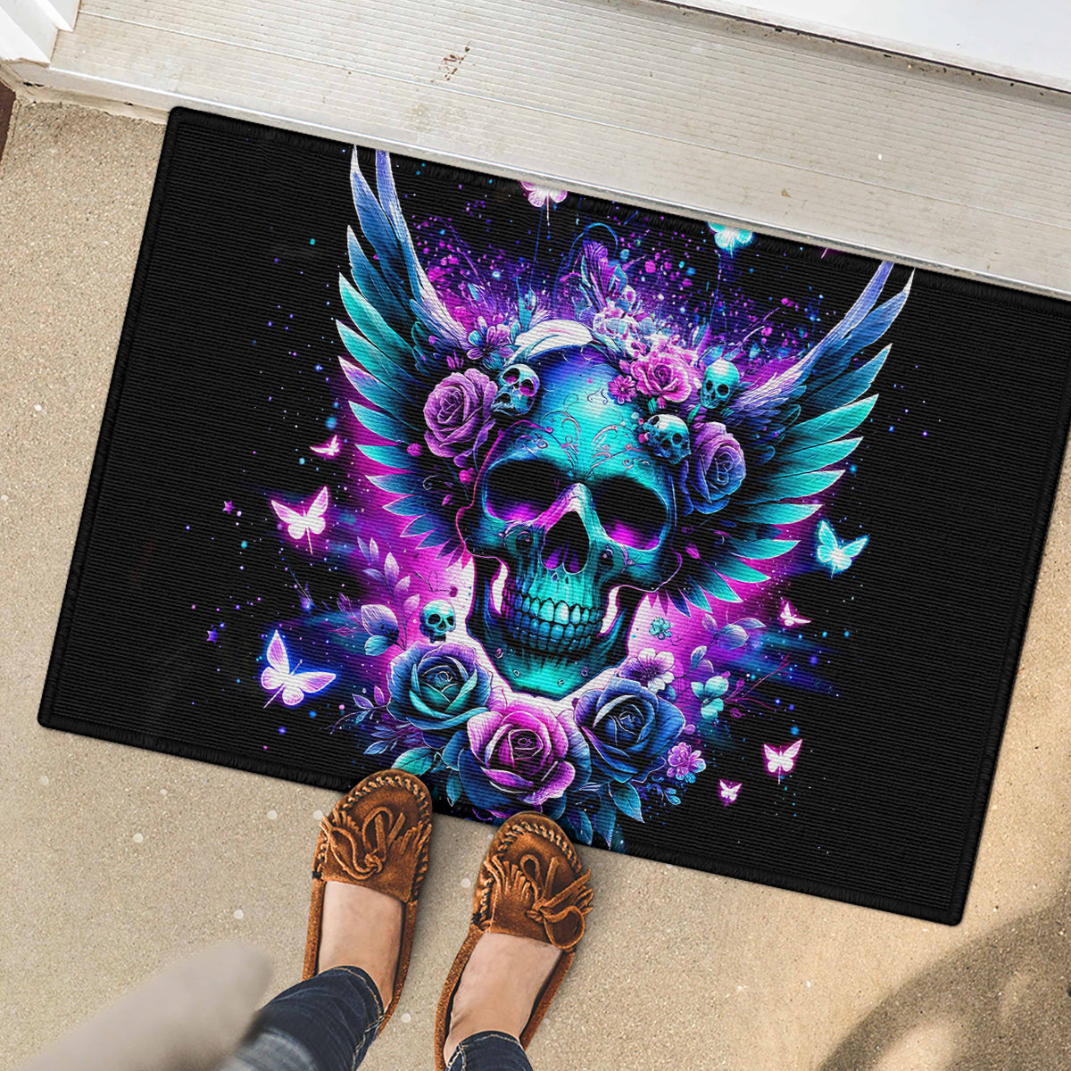 Skull Wings Rubber Doormat So The Bitch In Me Came Out To Play