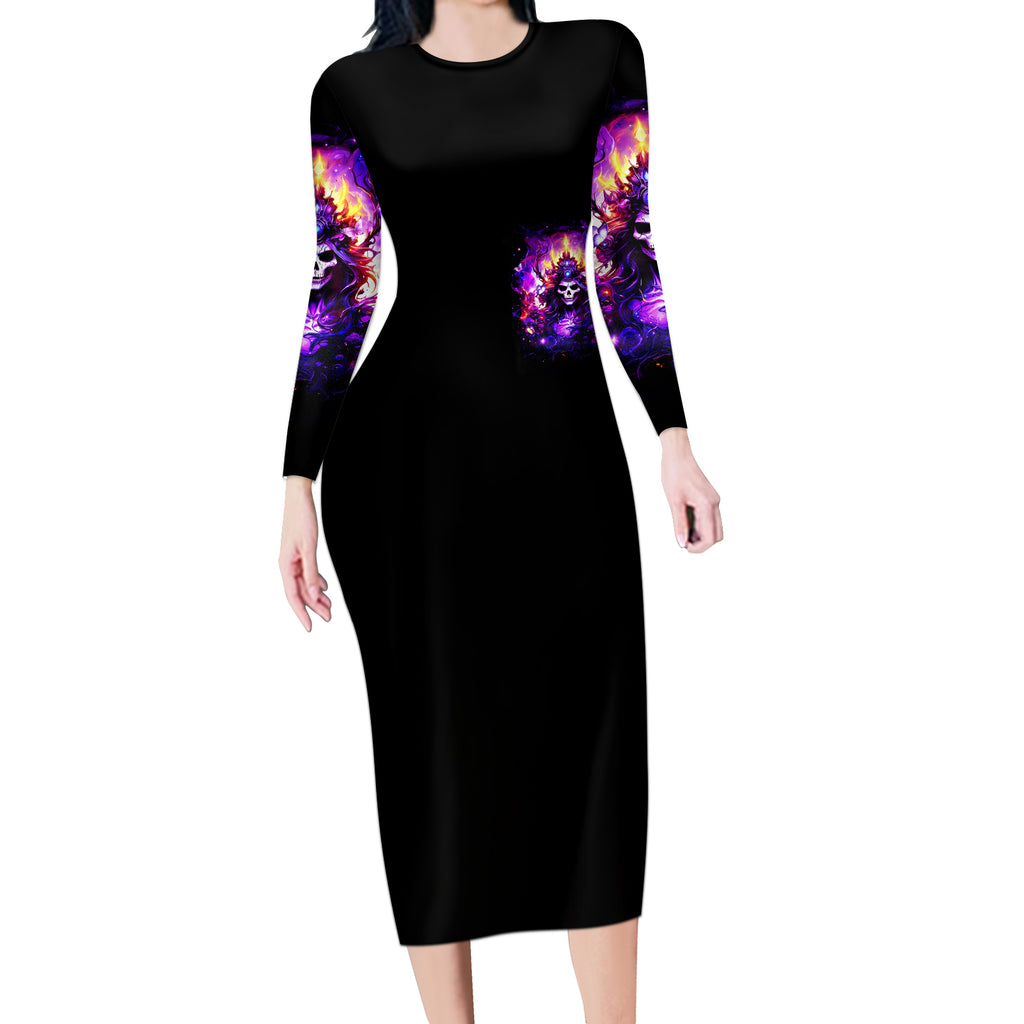 Queen Skull Long Sleeve Bodycon Dress Sometimes An Angel Somethimes Hellraiser Always A Strong Woman