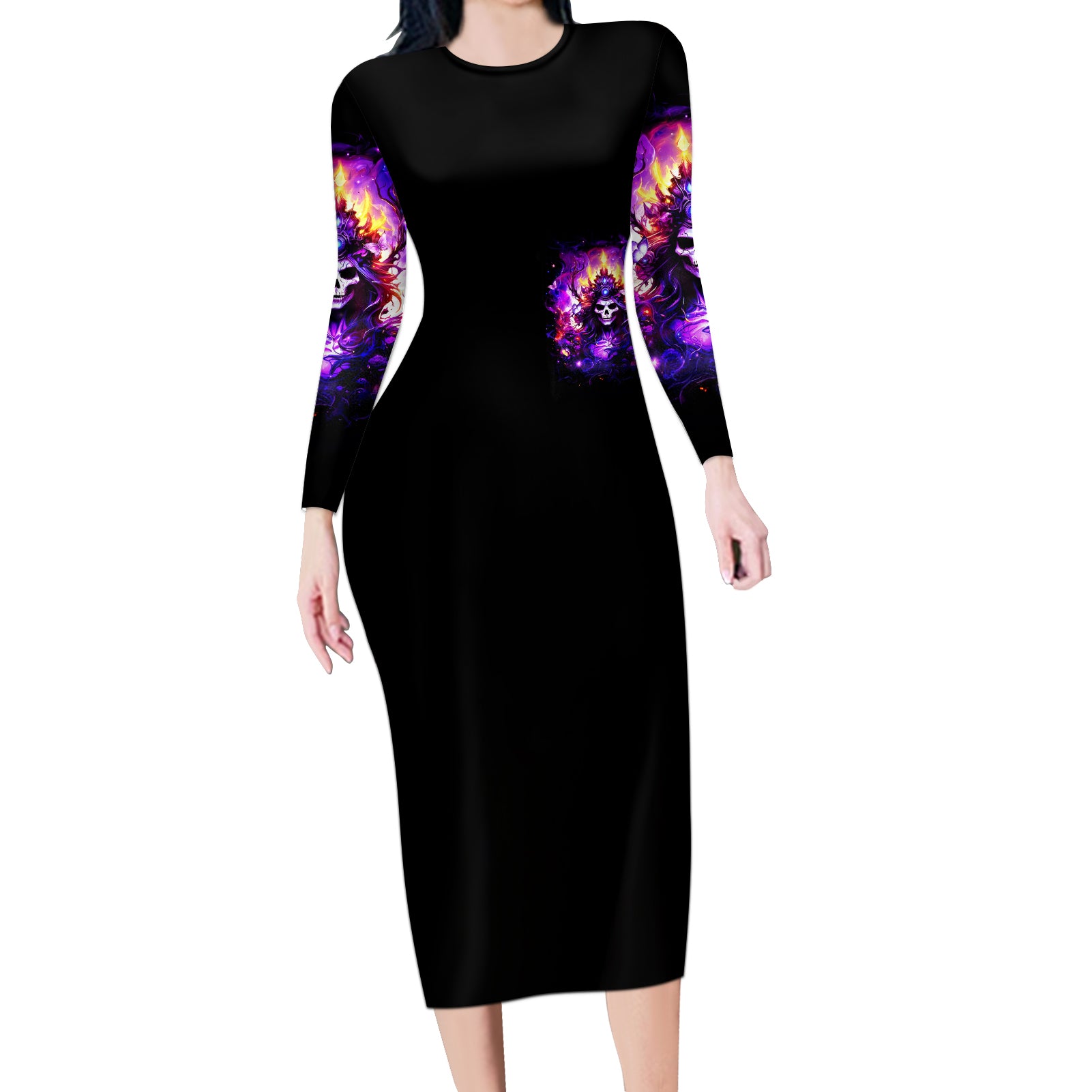 Queen Skull Long Sleeve Bodycon Dress Sometimes An Angel Somethimes Hellraiser Always A Strong Woman