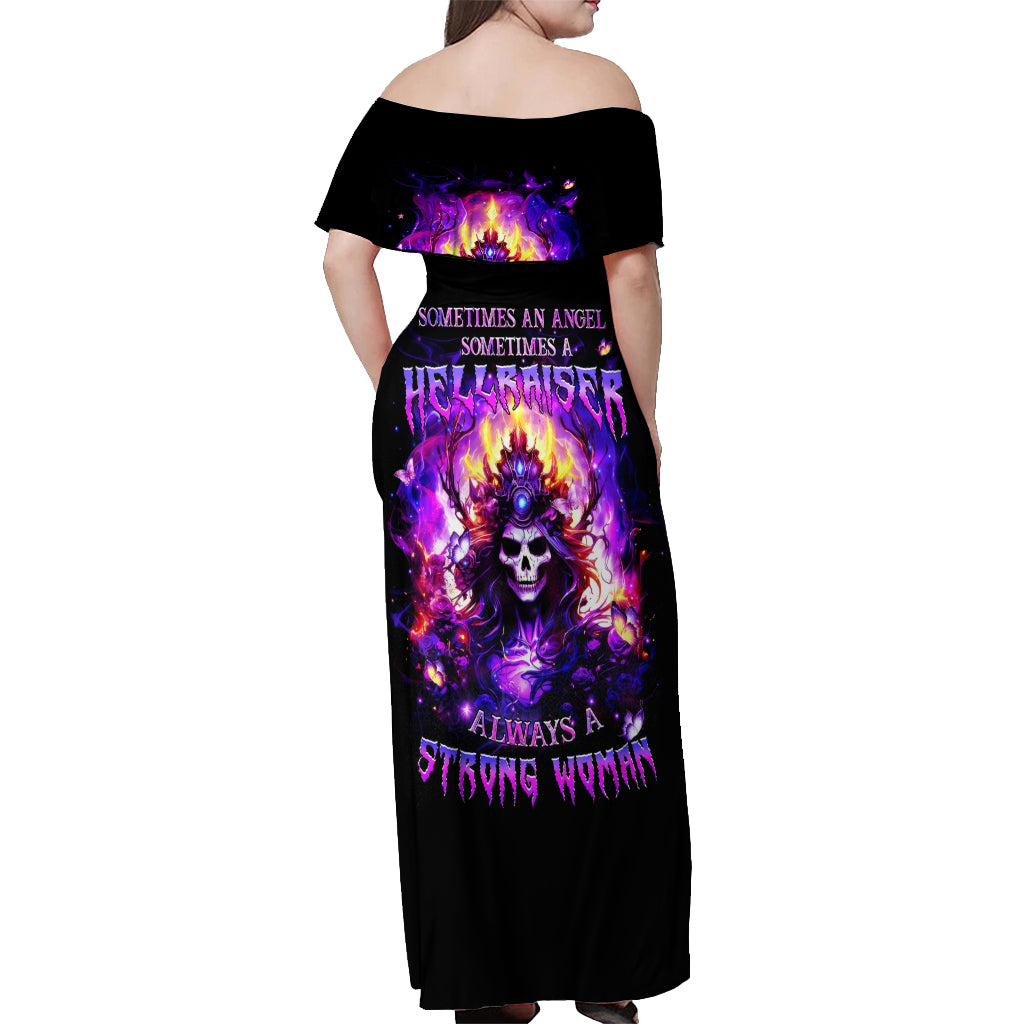 Queen Skull Off Shoulder Maxi Dress Sometimes An Angel Somethimes Hellraiser Always A Strong Woman