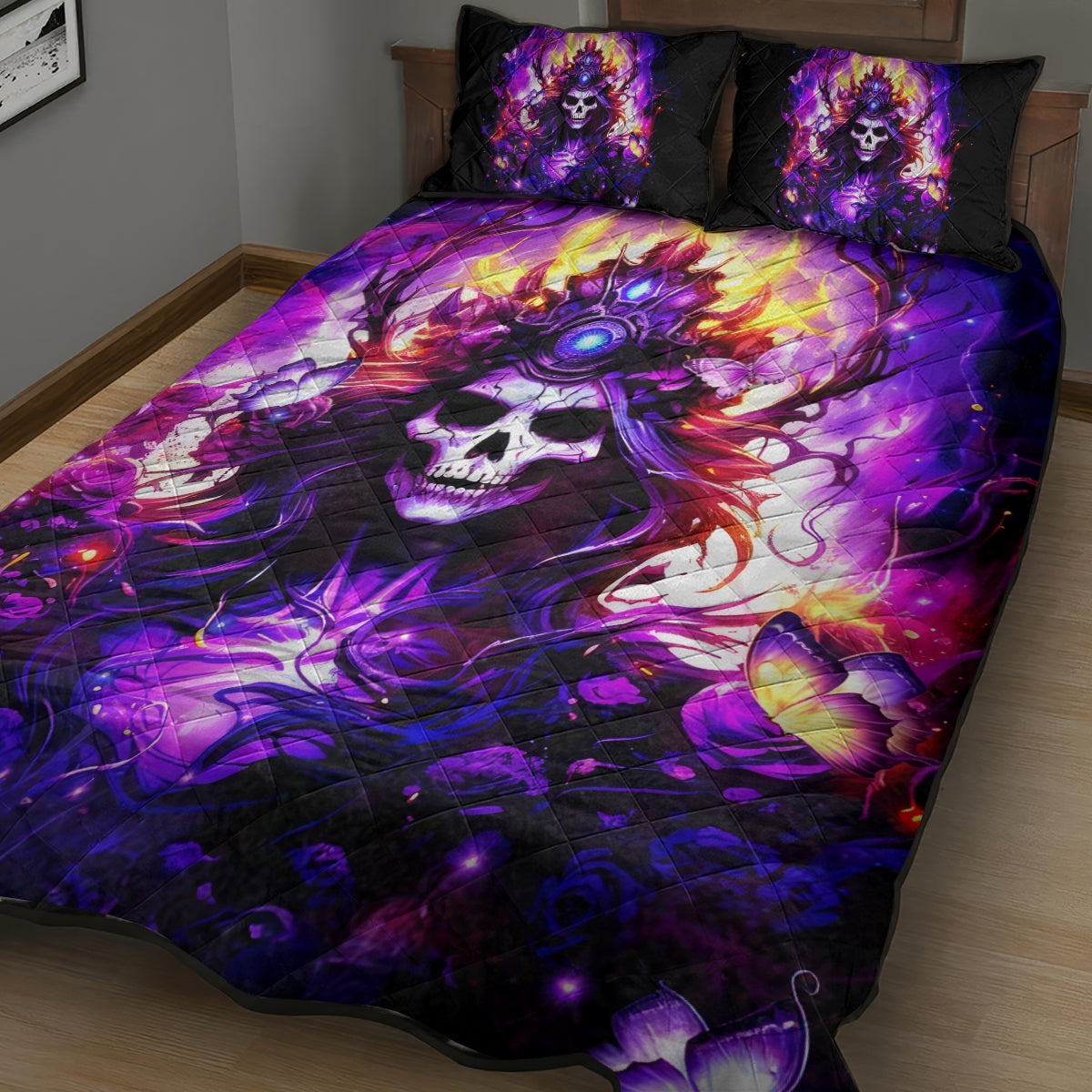 Queen Skull Quilt Bed Set Sometimes An Angel Somethimes Hellraiser Always A Strong Woman
