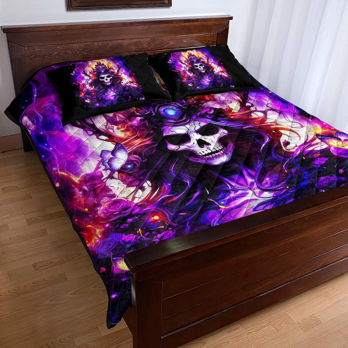 Queen Skull Quilt Bed Set Sometimes An Angel Somethimes Hellraiser Always A Strong Woman