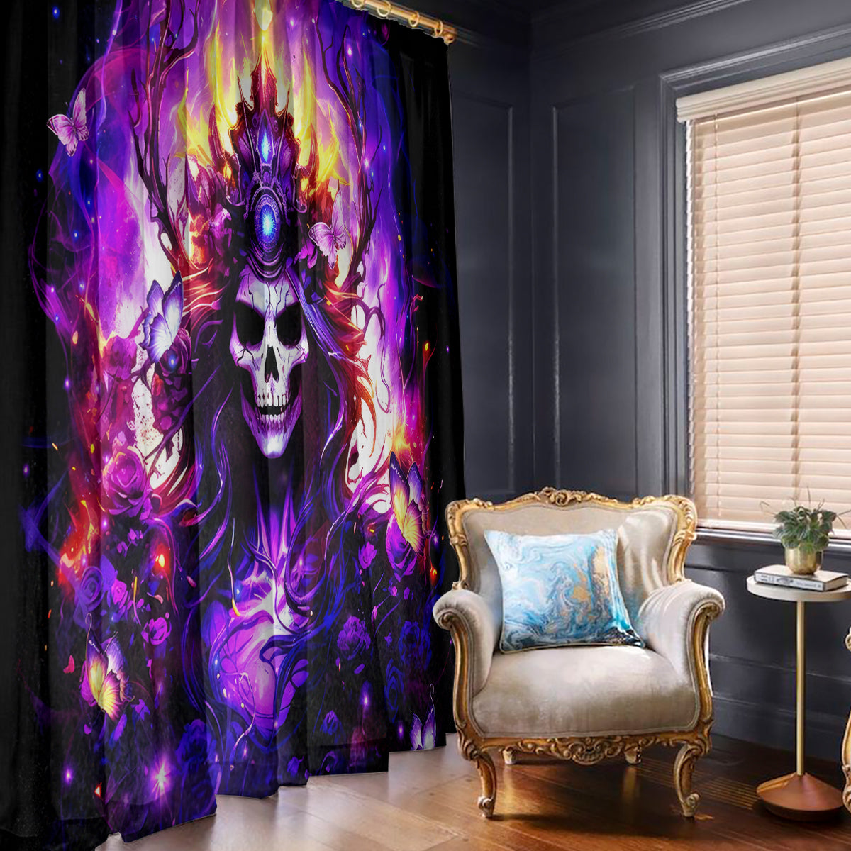 Queen Skull Window Curtain Sometimes An Angel Somethimes Hellraiser Always A Strong Woman
