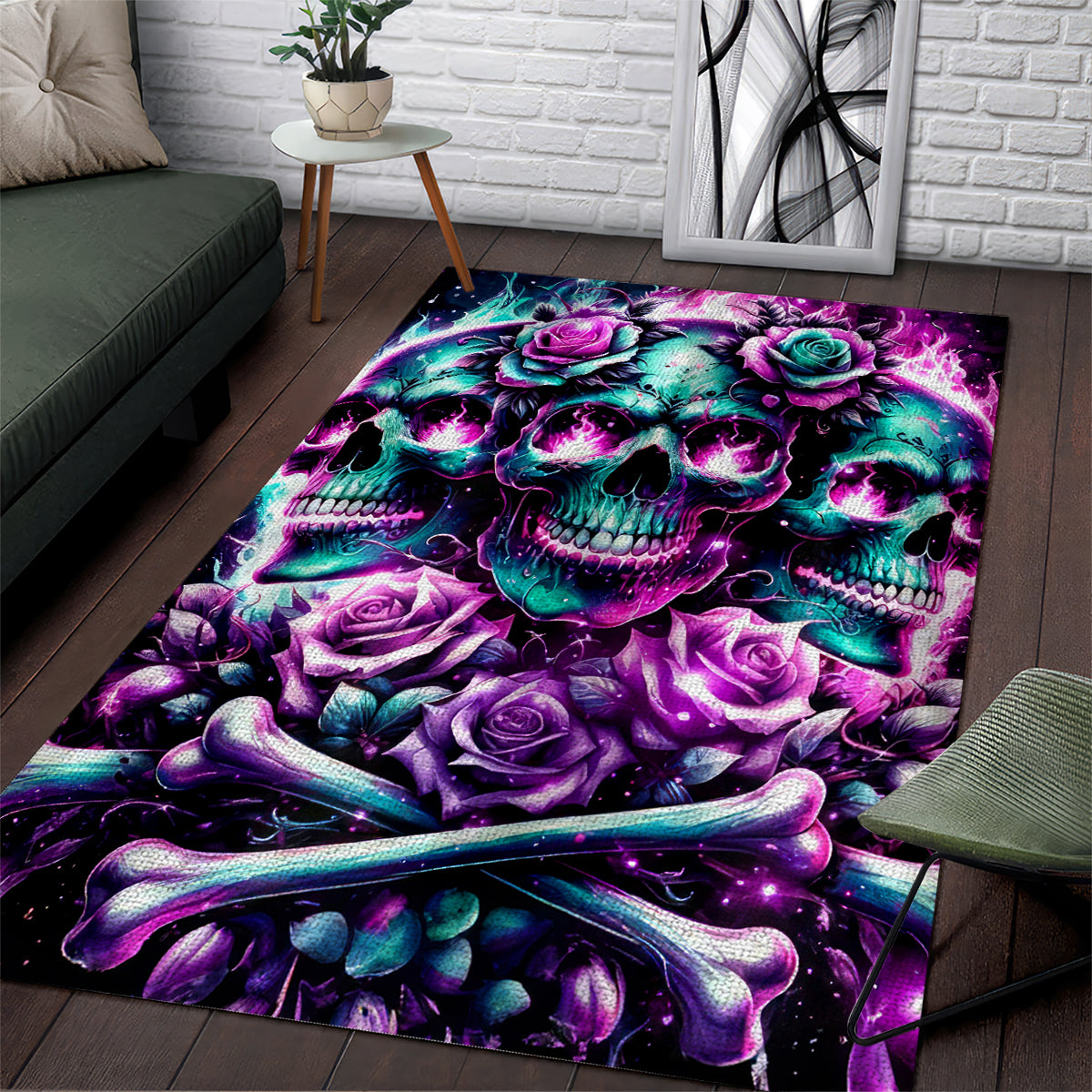 Rose Skull Area Rug Stuck Between IDK IDC And IDGAF