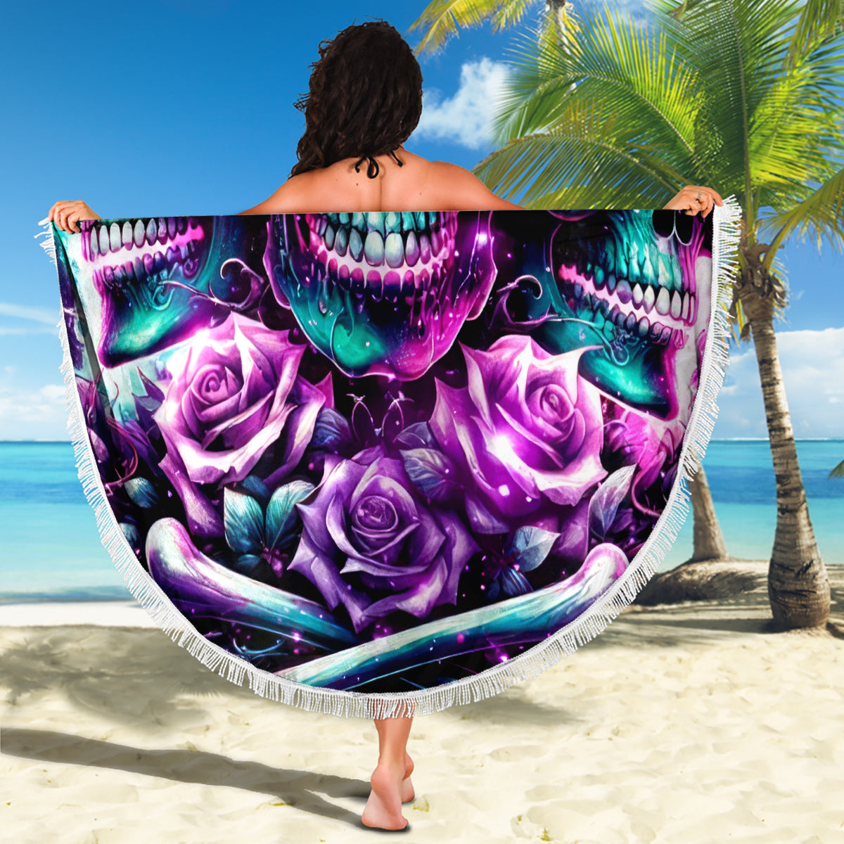 Rose Skull Beach Blanket Stuck Between IDK IDC And IDGAF