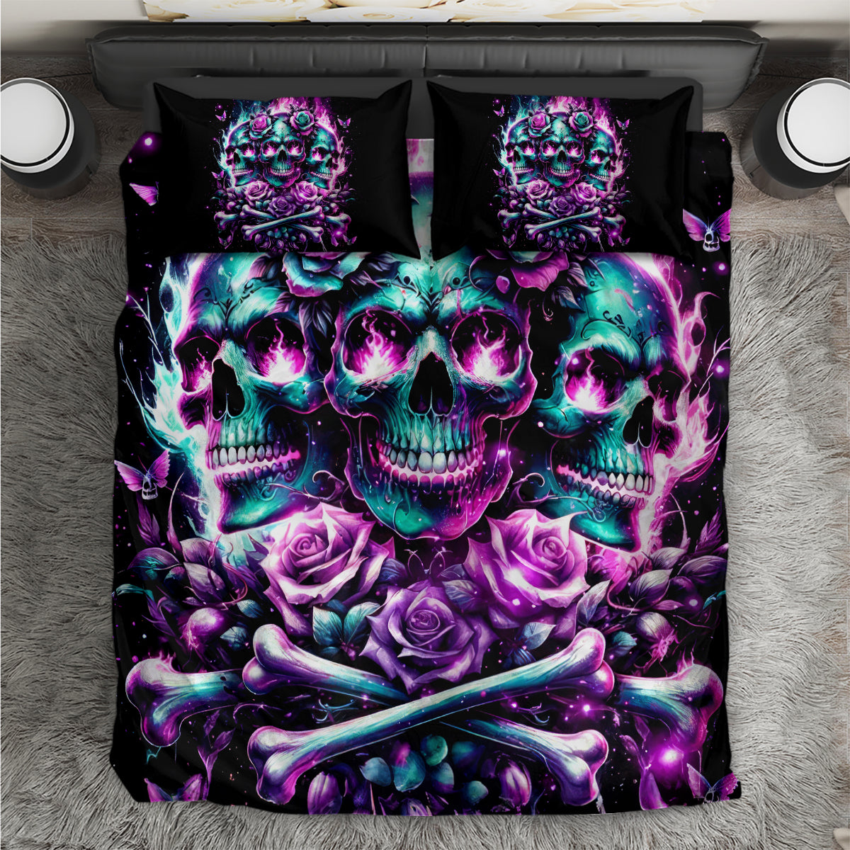 Rose Skull Bedding Set Stuck Between IDK IDC And IDGAF