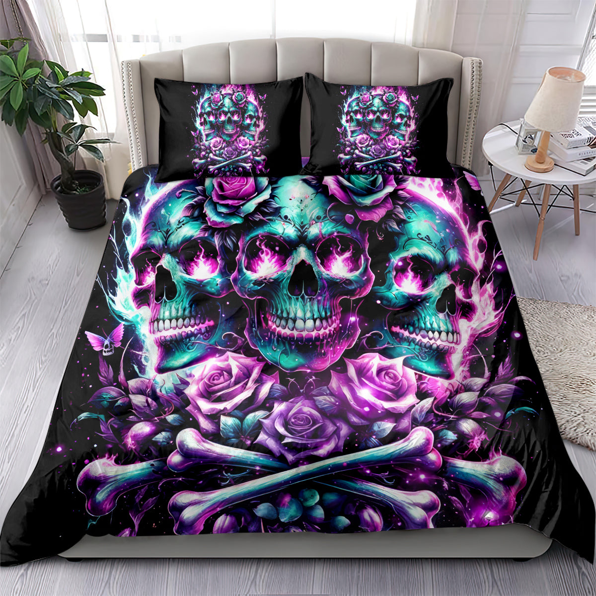 Rose Skull Bedding Set Stuck Between IDK IDC And IDGAF