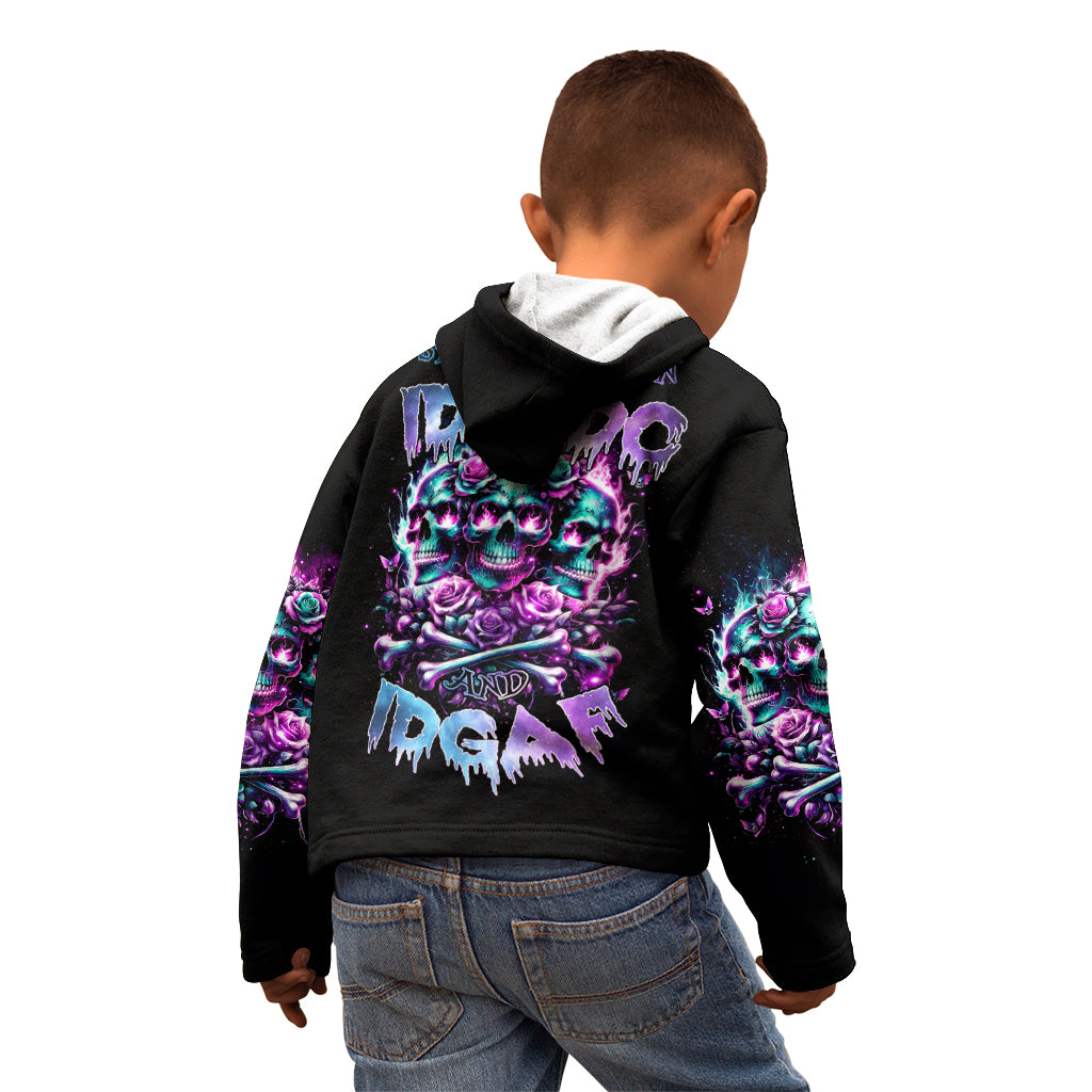 Rose Skull Kid Hoodie Stuck Between IDK IDC And IDGAF