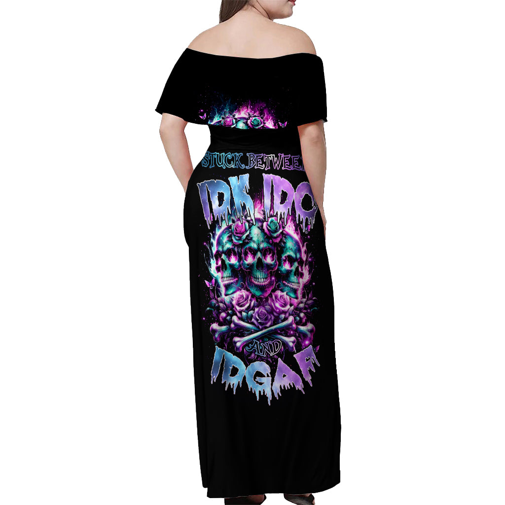 Rose Skull Off Shoulder Maxi Dress Stuck Between IDK IDC And IDGAF