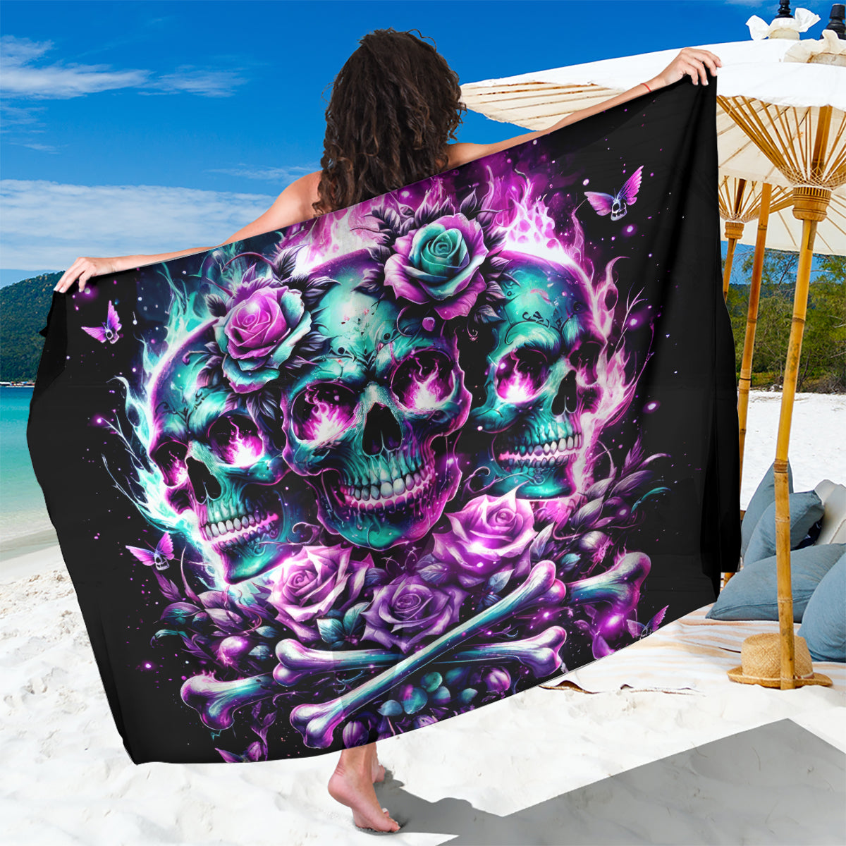 Rose Skull Sarong Stuck Between IDK IDC And IDGAF